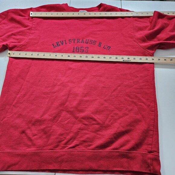 Levis Sweatshirt Men L Red Levi Staruss & Co Crewneck Print LS Fleece Preppy VTG - Picture 4 of 15